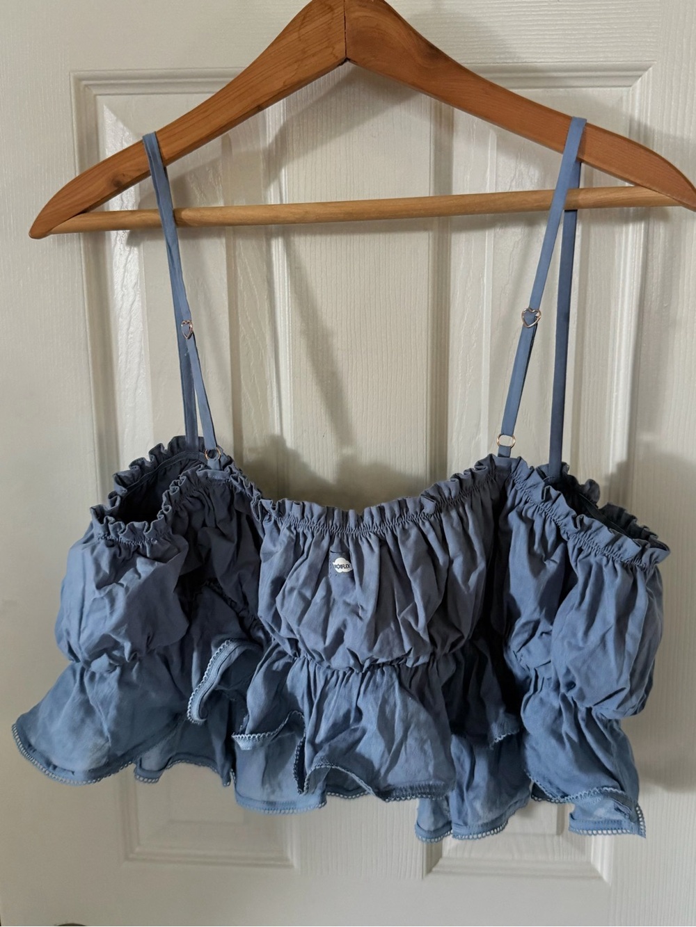 POPFLEX Blue Ruffled Crop Cami Top - Picture 5 of 5